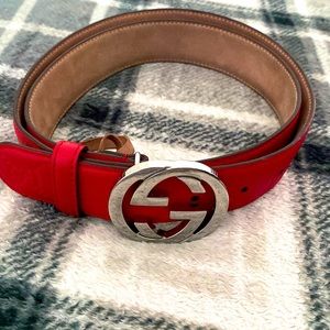 Bright Red Gucci Belt